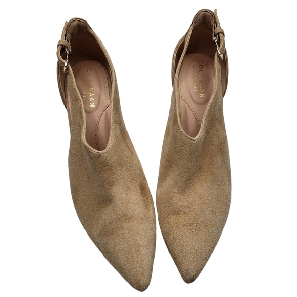 Cole Haan | Tan Genuine Suede Leather Pointed Toe Heeled Booties Women's 6.5 - Picture 6 of 12